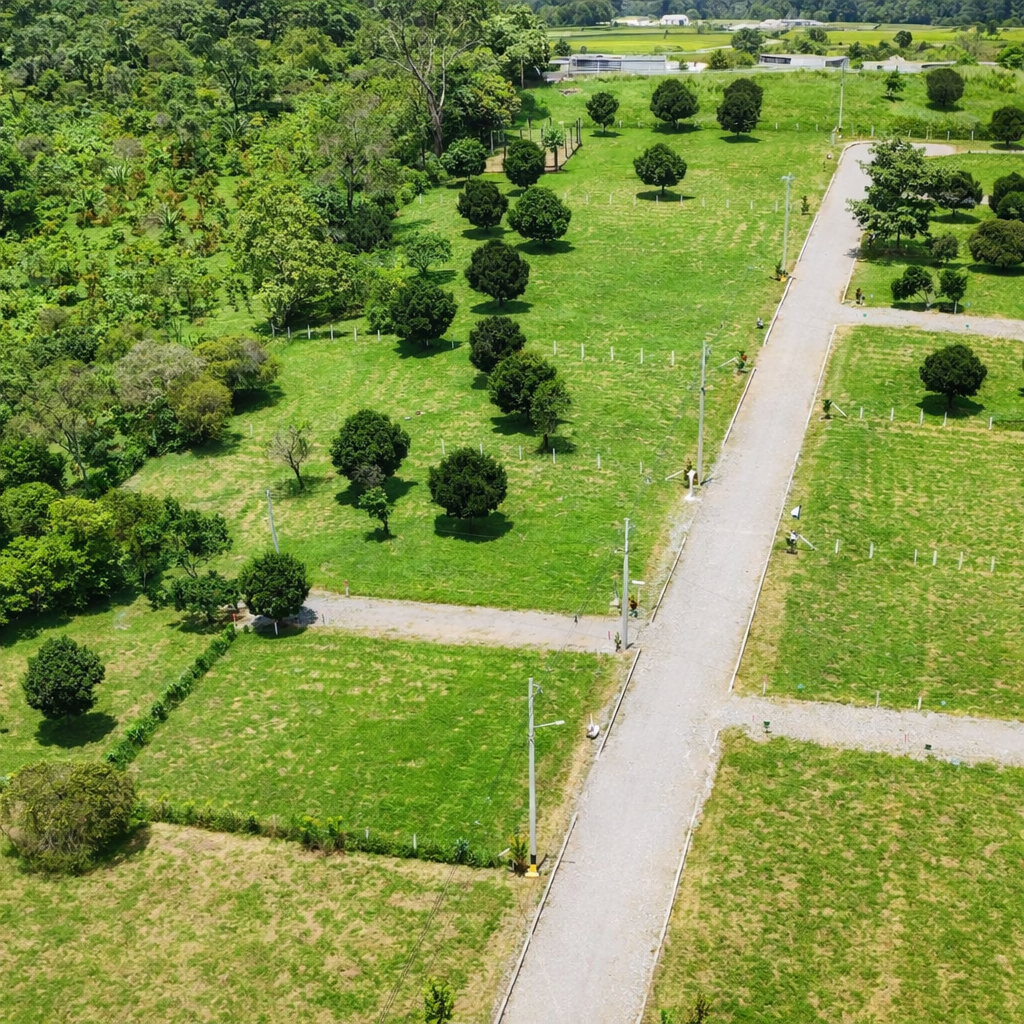 paisaje rural con carreteras de grava