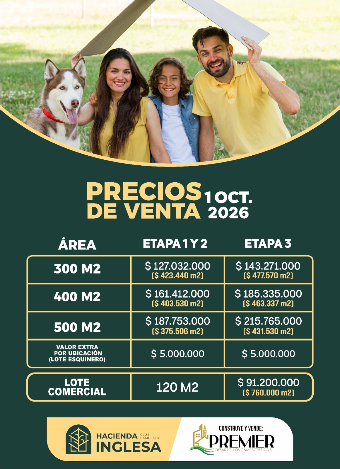 Precios de venta Hacienda Inglesa octubre 2026