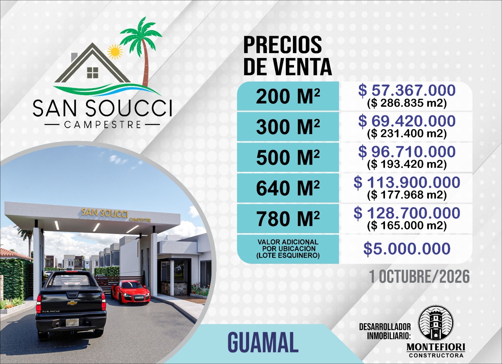 Precios de venta San Soucci Campestre Guamal octubre 2026