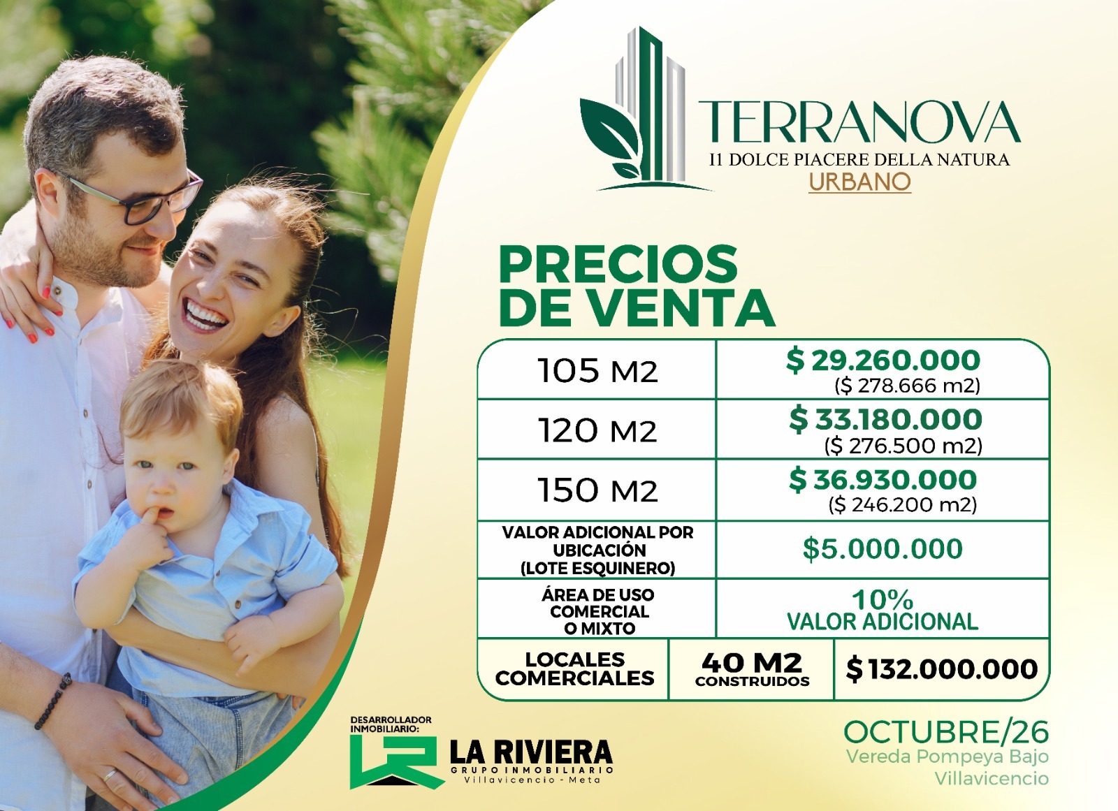 Precios de venta Terranova Urbano Villavicencio octubre 2026